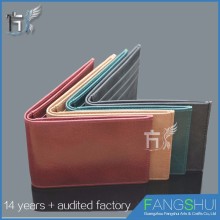 Custom men genuine leather trifold wallet card