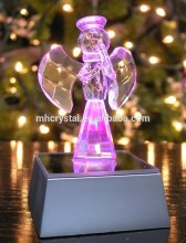 Light up Crystal Glass Angel Playing on led light base MH-D0437