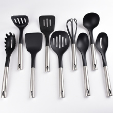 nylon cooking tool set with stainless steel utensils