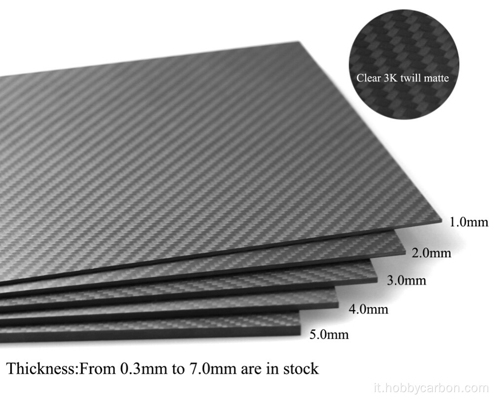 Placca in fibra di carbonio a 3k personalizzata Twill da 1000x1200x2.0mm
