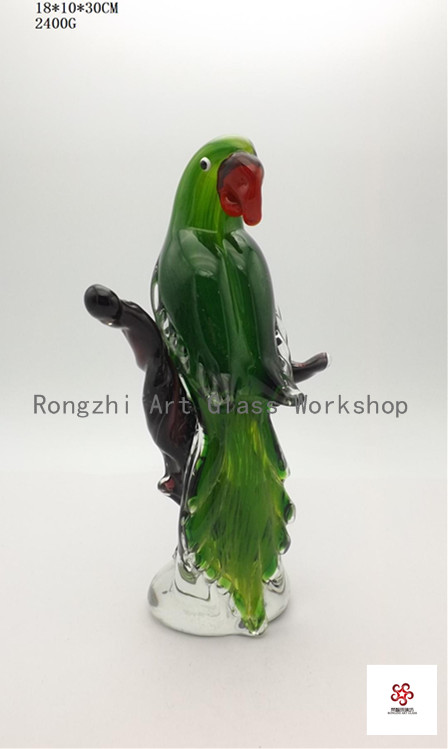 Green Macaw Glass Sculpture