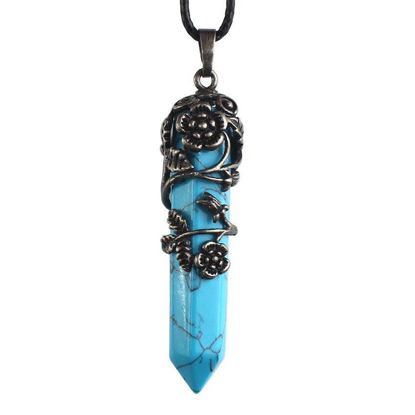 Collar de cristal Colgante de piedra curativa de Reiki natural con cadena de piedras preciosas de cuarzo Chakra Yoga Péndulo Adivinación Joyería de energía