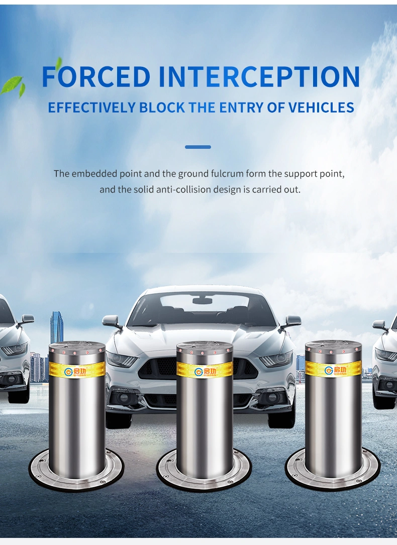 Security Retractable Road Block Barriers Automatic Rising Bollard