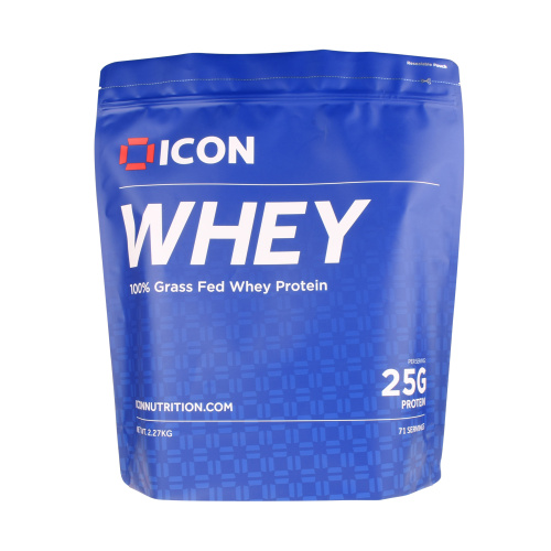 Tas kemasan bubuk protein whey biru yang dapat dikomposkan