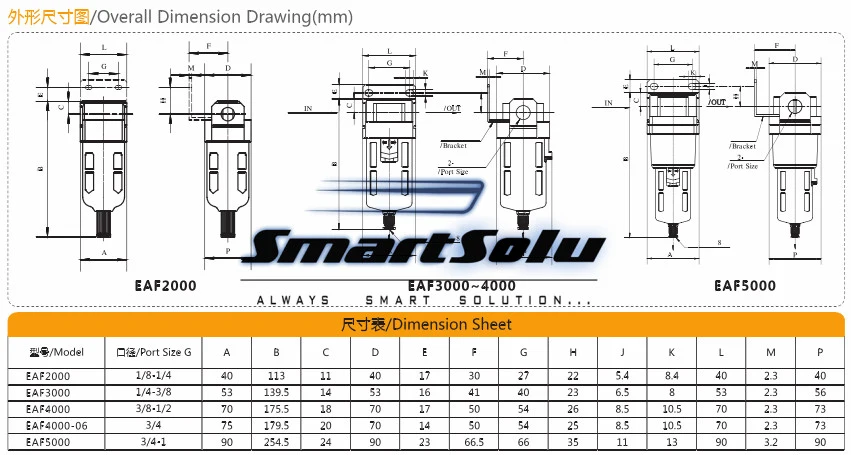 Eaf2000~5000 Series SMC Type Air Filter Pneumatic Filter