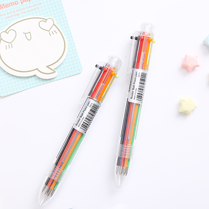 Wholesale 2017 New Novelty Plastic Cute Ballpoint Pen with 6 Ink Colors