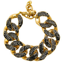 Gold strands bracelet with fake diamond