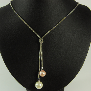 Silver Chain Jewelry with Pearl Pendant