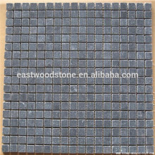 Honed&tumbled black granite mosaic tile