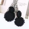 Charme Soleil Fleur Forme Boucles D&#39;oreilles Mignon Perle De Riz Tissé Stud Pendentif Balancent Frais Chic Femmes Filles