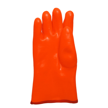 Fluorescent Orange Gauntlet Cuff PVC Gloves