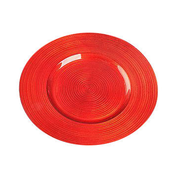 Red Glass Plate for Fruits/Foods/Candies, Available in Various Designs