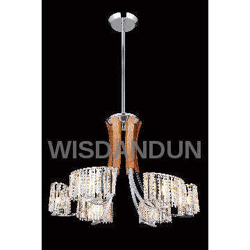 Crystal Shade Wood Chandelier & Hanging Lighting