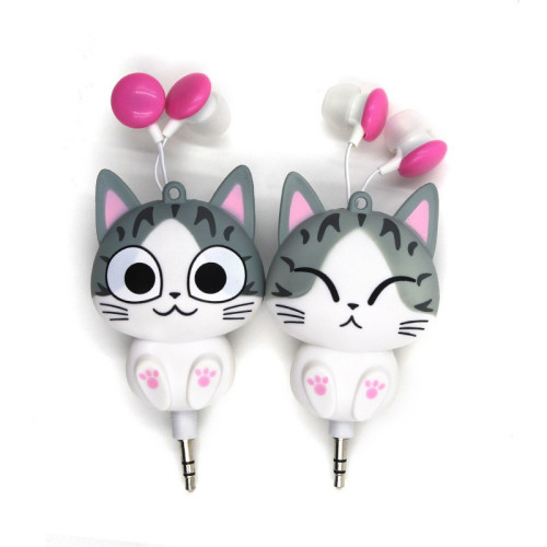 Auriculares retráctiles automáticos de dibujos animados de queso de gato