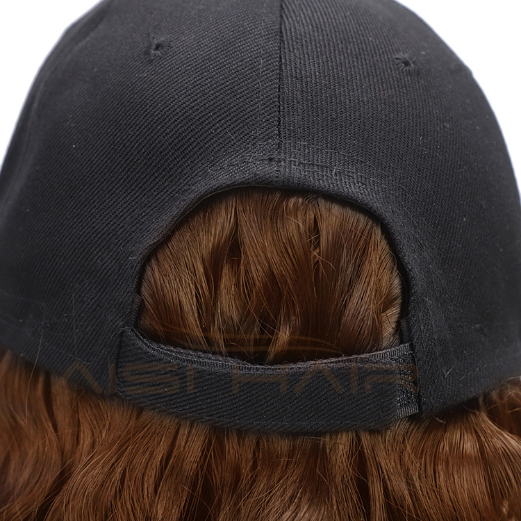 Aisi Hair Synthetic Long Wave Baseball Hat with Hair Light Brown Wavy Women Hats with Hair Wavy Extensions