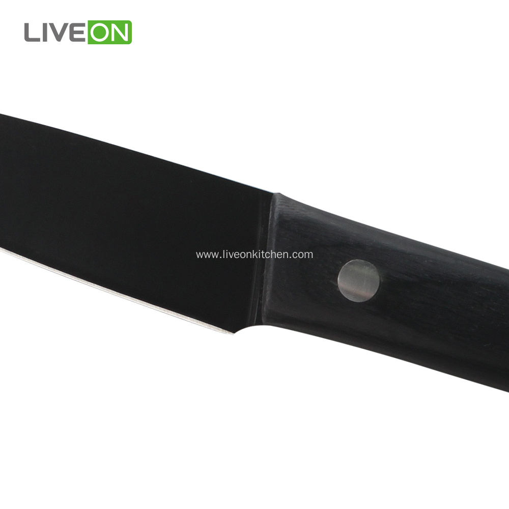 3.5 Inch Black Paring Knife with Wood handle