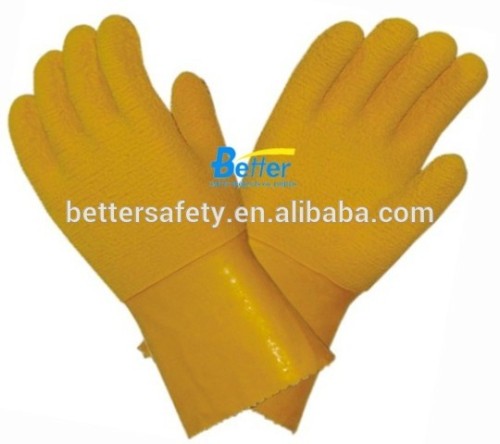 Long sleeves Cotton Lined Yellow Latex Fully coated work Glove Direct Buy China