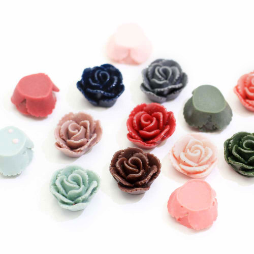 Colorful Rose Shaped Flat back Resin Beads Cabochon Handmade Craft work Decor Beads Spacer Garment Accessories