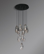 Jonathan Browning Brass Modern Crystal Chatelet Circular Chandelier for Living Room