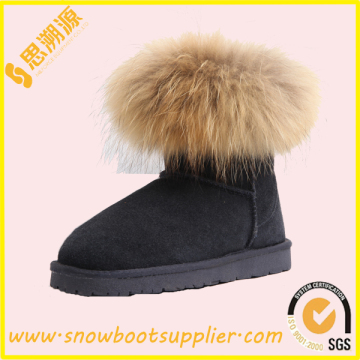 Furry Black Mens Snow Boots (S2110)