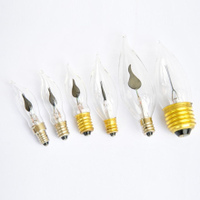 Flicker Flame Light Bulbs: 1W-120V to 35W-220V, E12-E27 & B22 Base, Candle Shaped