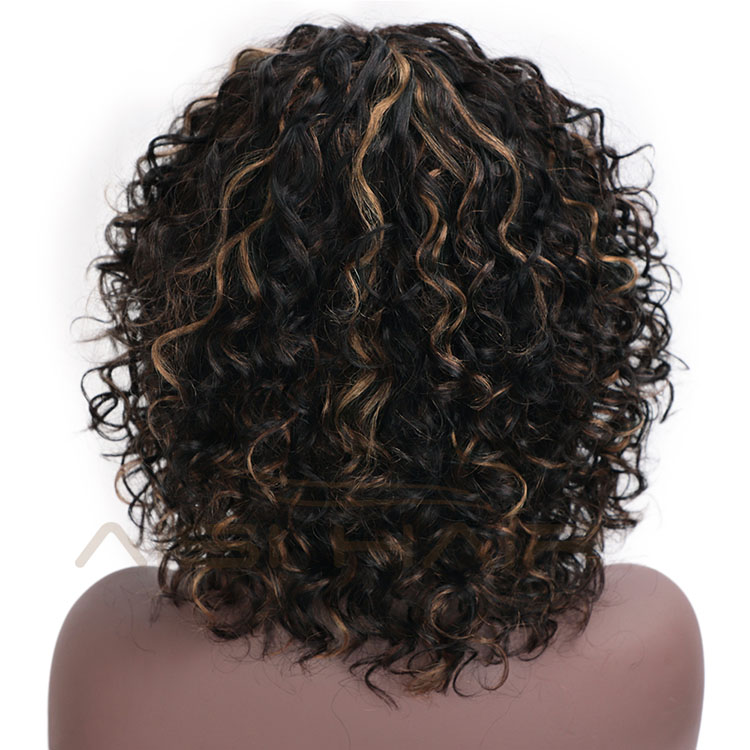 Aisi Hair Wholesale Cheap Mixed Brown Afro Curly Wave 100% Unprocessed Brazilian Human Hair Wig For Black Women