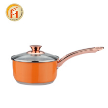 Orange color cookware with rose gold handle