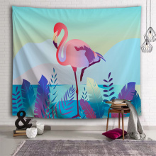 Flamingo Tapestry planten blad muur opknoping blauwe tropische tuin Tapestry voor woonkamer slaapkamer Home Dorm Decor