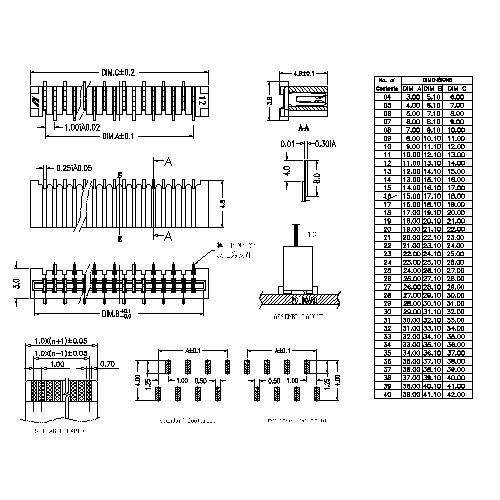 1.0mm FPC,NON ZIF,Vertical SMT,Dual contact FPC1.0-XXSMDXXX0