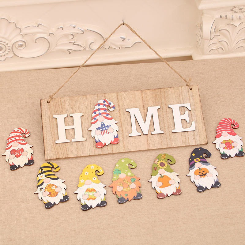 New wooden DIY replaceable door hanging home pendant Christmas Halloween Independence Day decoration supplies