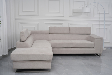 Fabric Corner Sofa with Headrest Adjustable