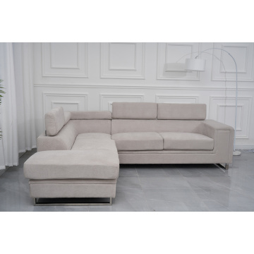 Fabric Corner Sofa with Headrest Adjustable