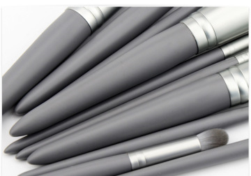 12Pieces silver handle makeup brush set bag