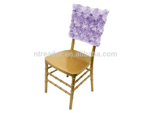 purple luxury satin rosette embroidery chair cover cap