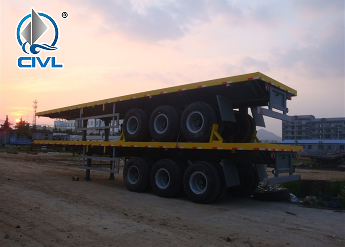 Semi-remorque à plateau à 3 essieux pour conteneur 4 3 Axle Container Flatbed Semi Trailer 4