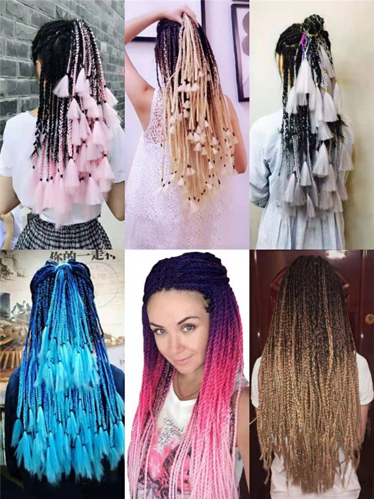 22inch Box Braids with Ends Fan Out Crochet Hair Braids Extension Synthetic Hair Darling Braids Wholesale