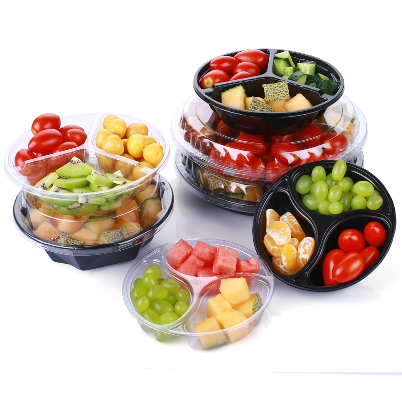 Pet Clear Compartment Take Away Salad Food Container Tray 8