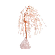 Raw Rose Quartz Raw Stone Copper Tree Rose Quartz Base Ornament