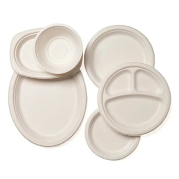 Disposable Sugarcane Bagasse Paper Plate Dish For Wedding