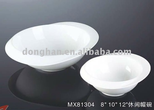 Creative porcelain bowl with holder rim microwave safe and dishwasher safe