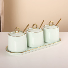Gold-Glazed Ceramic Spice Jar Set
