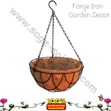 14 inch traditional black hanging basket planter with coco liner