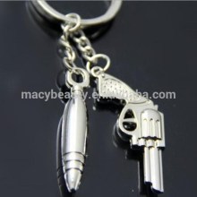 3D pistol and bullet iron his and hers key chains