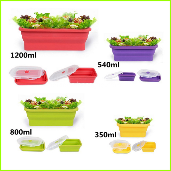 BPA Free Silicone Folding Bento Lunch Box