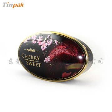 embossed oval chocolate tin can