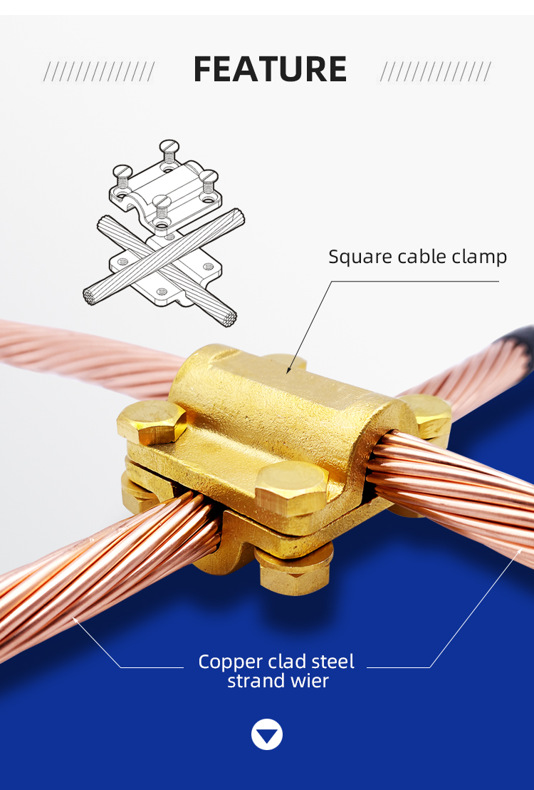 Electrical Ground Connector Brass Square Cross Clamps wire connector