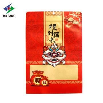 Customized gravure printing stand up zipper pouch with window for food