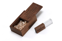 Crystal USB Flash Drive With Wooden Box