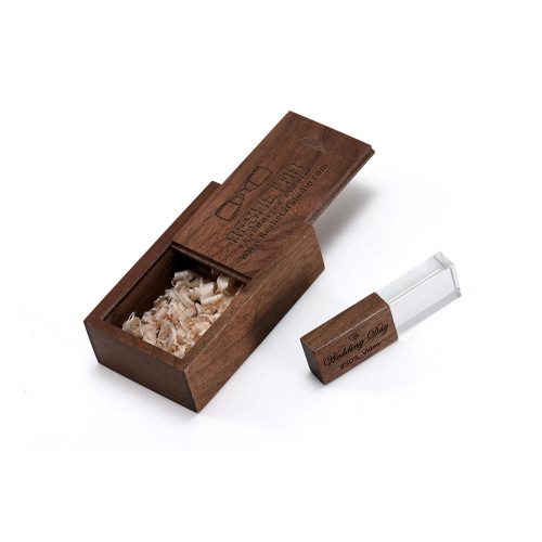 Crystal USB Flash Drive With Wooden Box