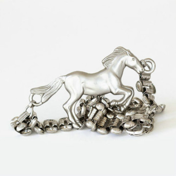 Silver plated running horse necklace